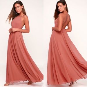 Lulu’s Mythical Kind of Love Rusty Rose Maxi Dress Gown NWT | Medium